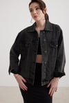 Kadın Yıkama Siyah Denim Ceket BLACK