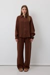 G28-4897-KAHVE-LLEVUREÜst GiyimÖnü Düğmeli Oversize Gömlek KAHVE