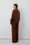 G28-4897-KAHVE-LLEVUREÜst GiyimÖnü Düğmeli Oversize Gömlek KAHVE