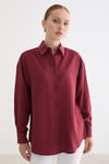 G28-4007-BORDO-LLEVUREÜst GiyimÖnü Düğmeli Oversize Modal Gömlek BORDO