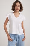 V Yaka Kadın Basic Tshirt BEYAZ