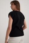 V Yaka Kadın Basic Tshirt SİYAH
