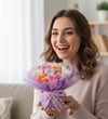 Premium El Emeği Renkli Çift Kalpler Mum Buketi
