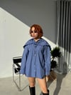 .Premium Tasarım Trend Şal Detaylı Fularlı Oversize Gömlek