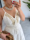  Premium %100 Pamuk Boncuk İşlemeli Helenistik Uuzn Elbise
