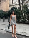  Premium Trend Yansımalı Pullu Mini Gece Elbisesi