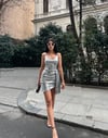  Premium Trend Yansımalı Pullu Mini Gece Elbisesi
