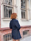  Tasarım Premium Astarlı Belden Oturtmalı Denim-Kot Blazer Ceket