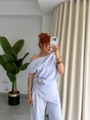 Aksesuar Detaylı Düşük Kol Bluz Pantolon Pantolon 2'Li Takım 