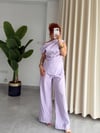 Aksesuar Detaylı Düşük Kol Bluz Pantolon Pantolon 2'Li Takım 