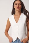 Astarlı Crop Blezer Yelek
