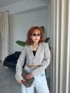 Ekose Tek Düğmeli Crop Blazer Ceket