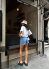 Kapaklı Tasarım Denim Şortlu Mini Şort Etek