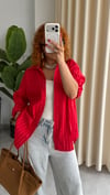 Kırmızı Çizgili Oversize Gömlek