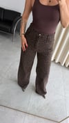 Leopar Desenli Denim Takım – Kahverengi