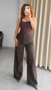 Leopar Desenli Denim Takım – Kahverengi