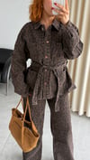 Leopar Desenli Denim Takım – Kahverengi