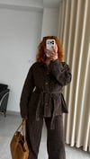 Leopar Desenli Denim Takım – Kahverengi