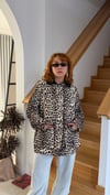 Leopar Desenli Kontrast Detaylı Cepli Ceket