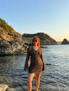 Mini Aksesuarlı Simli Plaj Elbisesi