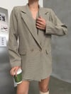 Oversize Daddy Premium Astarlı Ekoseli Pötikare Blazer Ceket