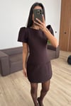 Premium Balon Kol Belden Oturtmalı Mini Elbise