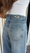 Premium Bel Detaylı Denim Yüksek Bel Wide Leg Jean Pantolon