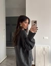 Premium Bisiklet Yaka Basic Oversize Triko Kazak