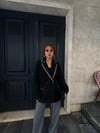 Premium Business Zımba Taş Baskılı Siyah Blazer Ceket