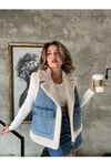Premium Deri İçi Kürklü Oversize Biker Yelek