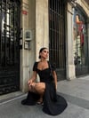 Premium Kalp Yaka Balon Kol Pinterest Yazlık Uzun Yırtmaçlı Elbise