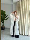 Premium Kuşgözü Detaylı Gofre Keten Bohem Uzun Tesettür Kimono 