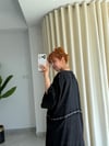 Premium Kuşgözü Detaylı Gofre Keten Bohem Uzun Tesettür Kimono 