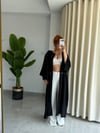 Premium Kuşgözü Detaylı Gofre Keten Bohem Uzun Tesettür Kimono 