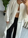 Premium Kuşgözü Detaylı Gofre Keten Bohem Uzun Tesettür Kimono 