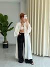 Premium Kuşgözü Detaylı Gofre Keten Bohem Uzun Tesettür Kimono 