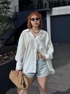 Premium Modal Yazlık Oversize Beyaz Gömlek