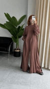Premium Modal Yırtmaçlı Uzun Tunik -Beli Lastikli Pantolon 2'Li Takım