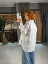 Premium Oversize Tesettür Beyaz Poplin Gömlek