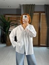 Premium Oversize Tesettür Beyaz Poplin Gömlek