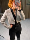 Premium Pamuklu Ekoseli Crop Blazer Ceket