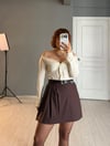 Premium Pamuklu Ön Arka Etek Kemerli Mini Şort Etek