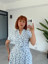 Premium Puantiye Desenli Maxi Gömlek Elbise