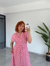 Premium Puantiye Desenli Maxi Gömlek Elbise