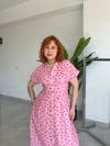Premium Puantiye Desenli Maxi Gömlek Elbise