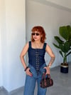 Premium Trend Bağcık Detaylı Denim Korse