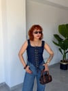 Premium Trend Bağcık Detaylı Denim Korse