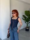 Premium Trend Bağcık Detaylı Denim Korse