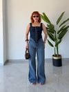 Premium Trend Bağcık Detaylı Denim Korse