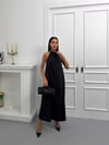 Premium Trend Boyun Aksesuar Detaylı Halter Yaka Uzun Maxi Elbise